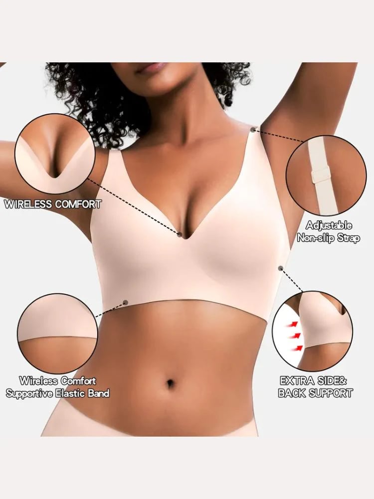 Pack of 3 Jelly Wireless Seamless Deep-V Push-Up Bra