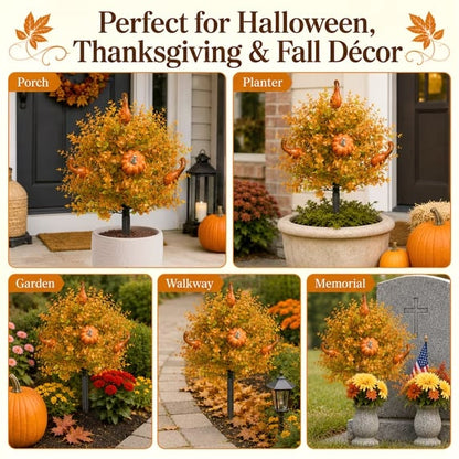 Fall Pumpkin Floral Stake Artificial Topiary Tree