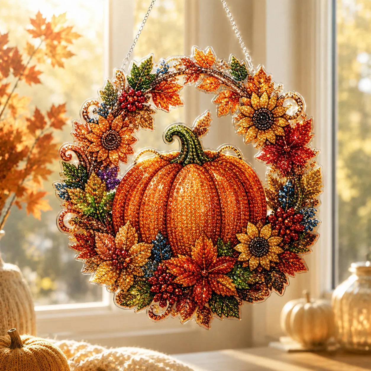 49% OFF - 🍂✨Autumn Harvest Pumpkin Diamond Art Hanging Ornament Kit
