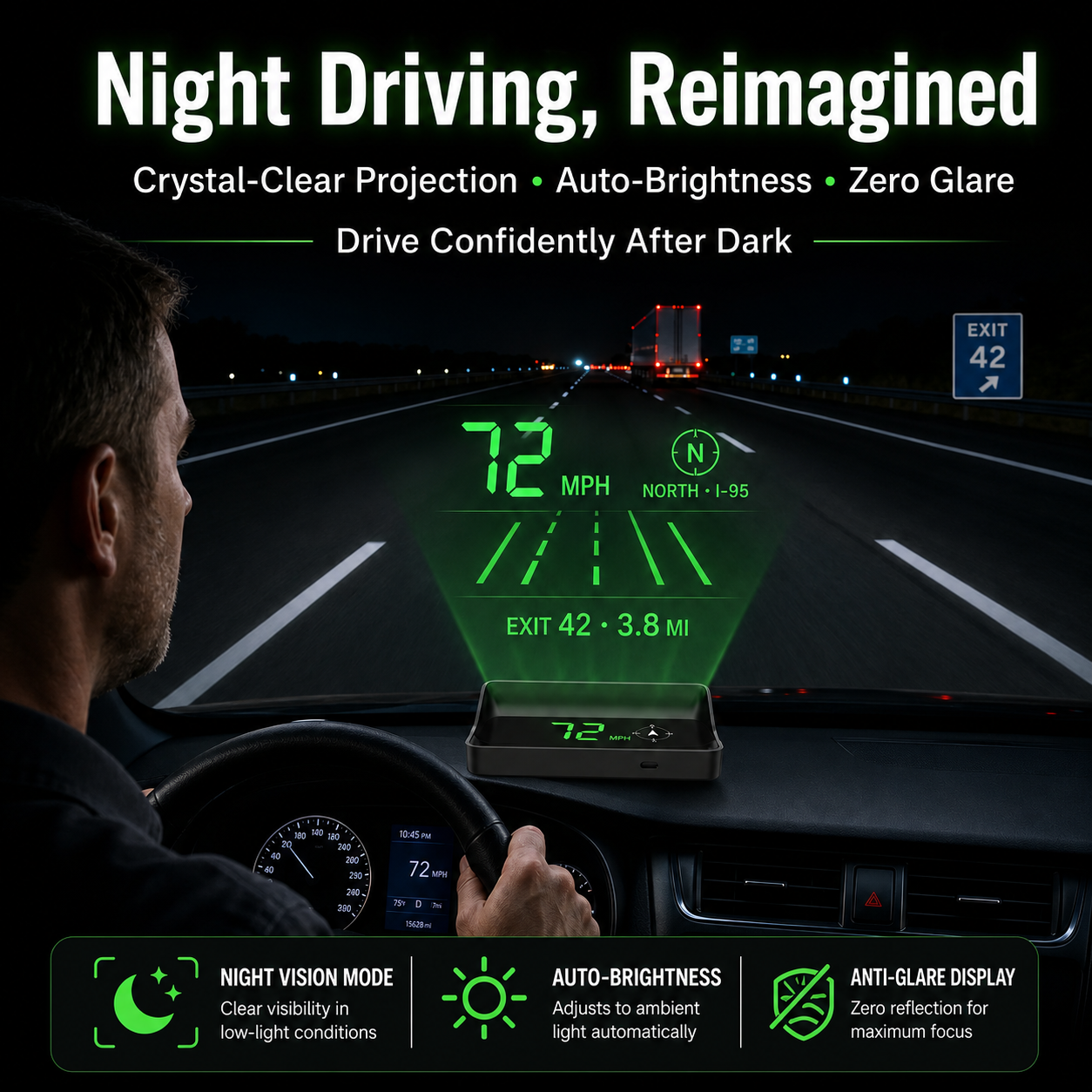 Head-Up Display (HUD) Car GPS Digital Speedometer
