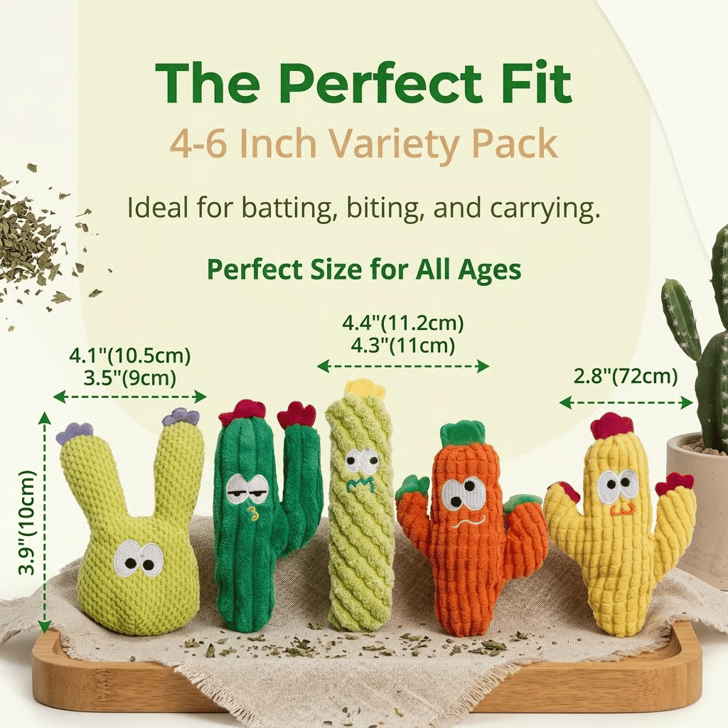 🎁Last Day Promotion 50% OFF🔥Handmade Soft Cactus Kitten Chew Toys with Natural Catnip