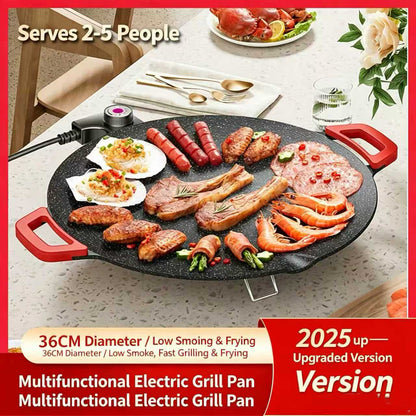 🔥Last Day 49% OFF-🔥 Portable Multifunctional Electric Grill Plate Marble Non-Stick Round Teppanyaki Griddle for Home Steak Seafood Barbecue🍖❄️