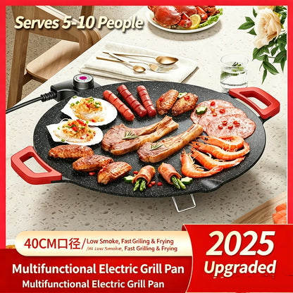🔥Last Day 49% OFF-🔥 Portable Multifunctional Electric Grill Plate Marble Non-Stick Round Teppanyaki Griddle for Home Steak Seafood Barbecue🍖❄️