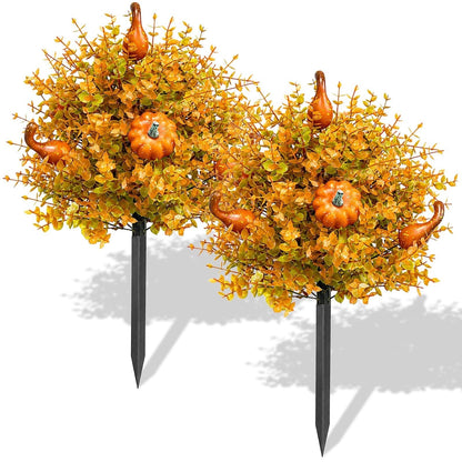 Fall Pumpkin Floral Stake Artificial Topiary Tree