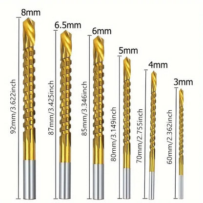 6PCS Titanium-Plated High-Speed Steel Drill Bits Set