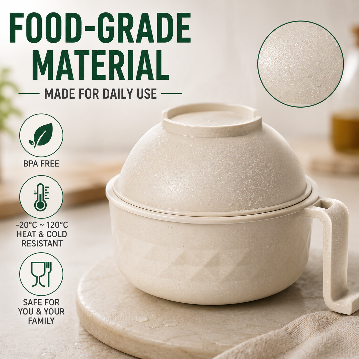 🍜 All-in-One Microwave Noodle Bowl Set | Cook, Drain & Enjoy in Minutes