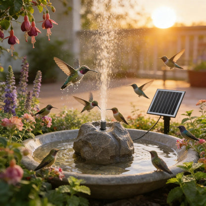 🐦⛲Realistic Granite Rock Solar Bird Bath Fountain - No-Cords Stone Decor