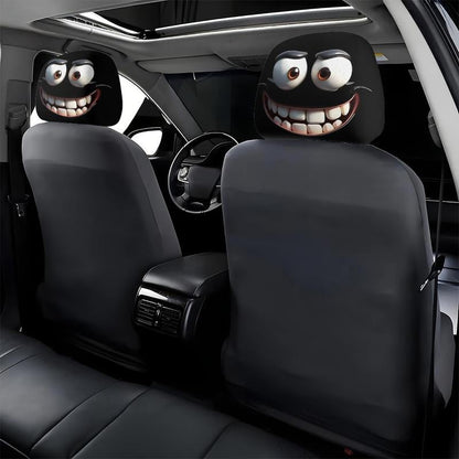 😆 Funny Cartoon Car Headrest Covers – 2PCS 2D Universal Fit 🚗