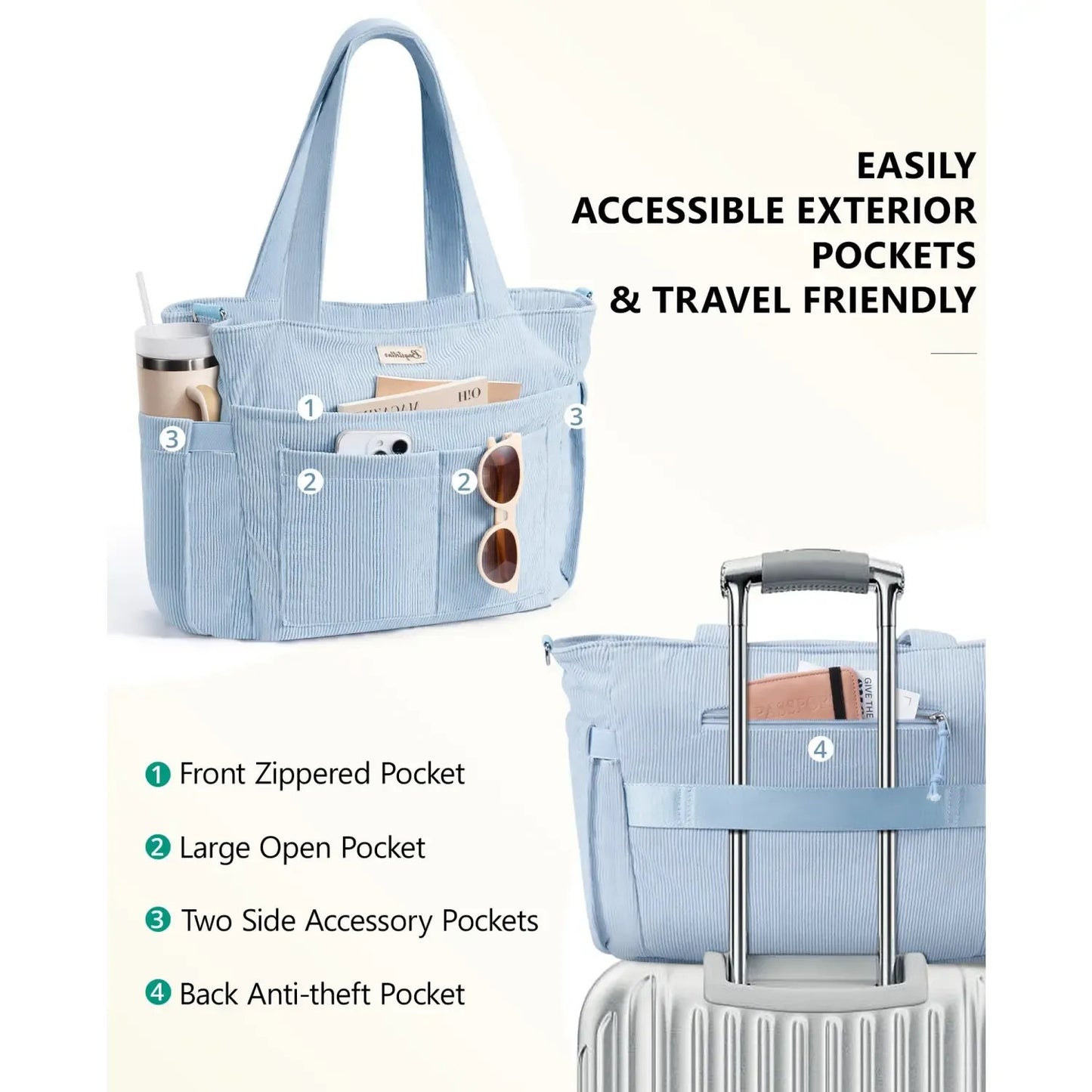 💕Hot sale 50% OFF👜 CORDUROY TOTE BAG FOR WOMEN