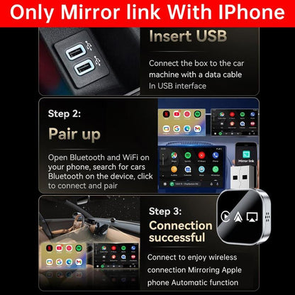 🔥2026 Upgrade 3 in 1 Wireless Support Carplay Mirror Link Adapter Instant Wired to Wireless Conversion Plug & PlayMini Stable Design for Wired  Support Carplay, Support AirPlay