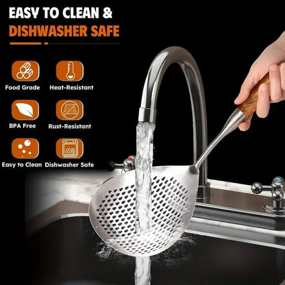 Fine Mesh Stainless Steel Colander - 2026 Upgraded Version Ultra-Fine Filter Mesh with Handle, Oil Filter Spoon, Food Strainer for Kitchen