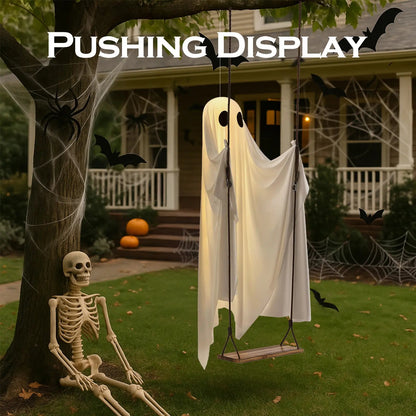 🔥Last Day 59% OFF🔥5FT Giant Lighted Halloween Ghost Swing – Create A Spooky Yard Scene