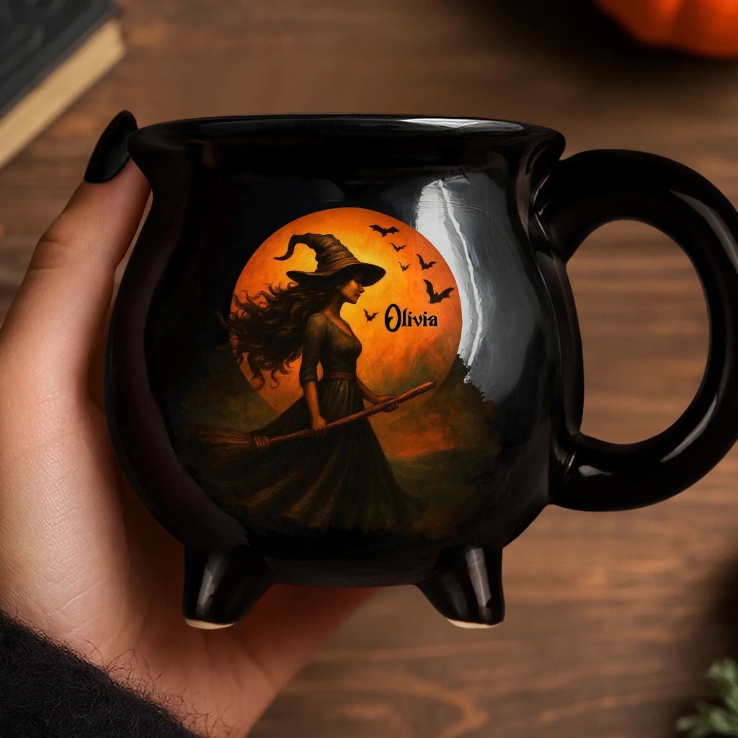 🎉Custom Witch Cauldron Coffee Mug - Personalized Halloween Witchy Gifts For Besties, Sisters, BFF, Family, Yourself - Witching You A Wicked Brew