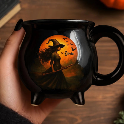 🎉Custom Witch Cauldron Coffee Mug - Personalized Halloween Witchy Gifts For Besties, Sisters, BFF, Family, Yourself - Witching You A Wicked Brew