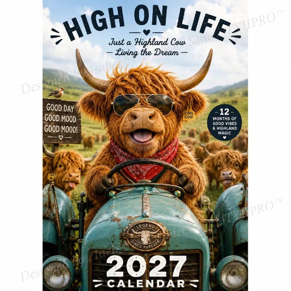 🐮 2027 Funny Highland Cow Wall Calendar | Laugh Through Every Month