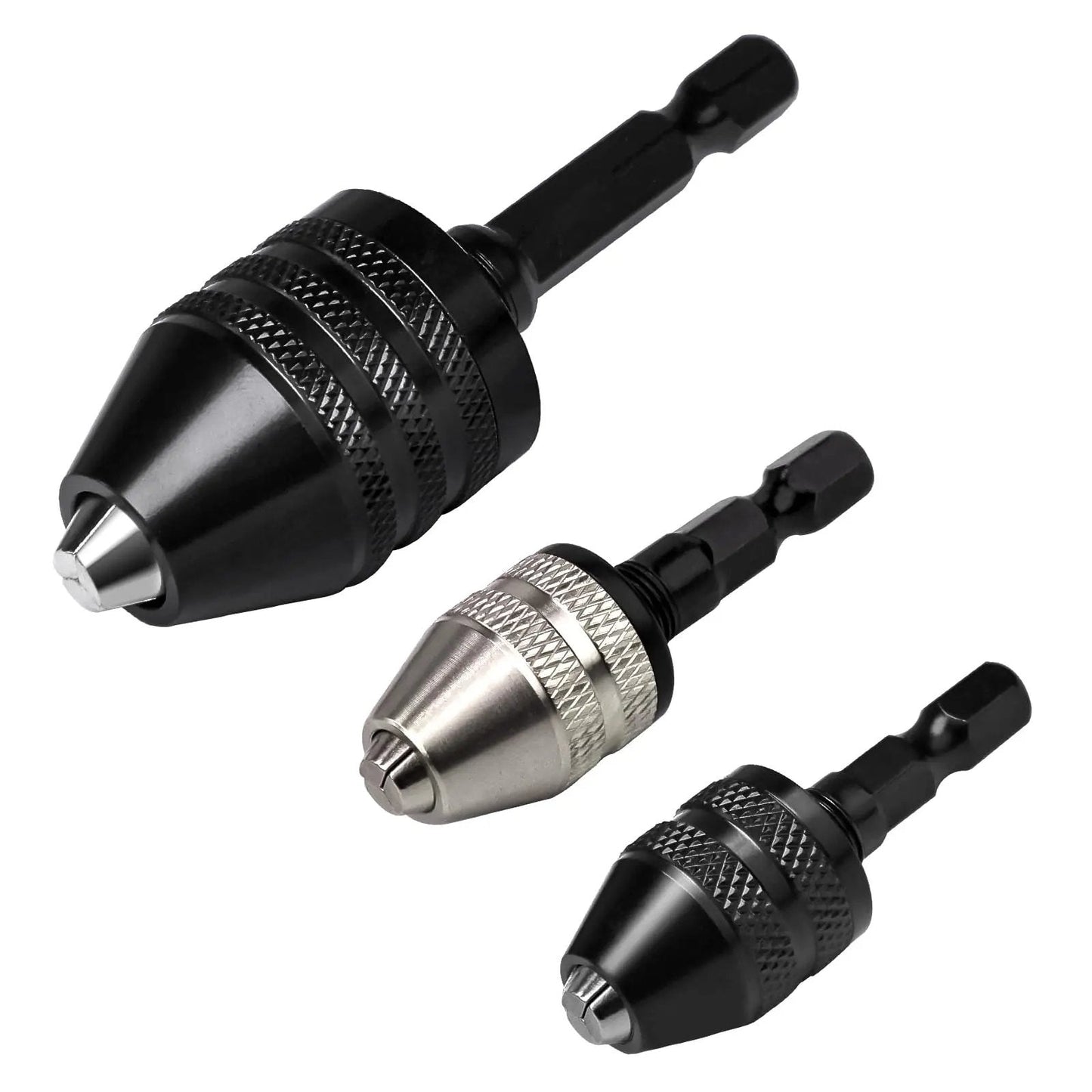 2-Piece Keyless Drill Chuck Adapter Set – 1/4′′ Hex Quick Change (0.3-8mm) for Impact Drivers & Power Tools