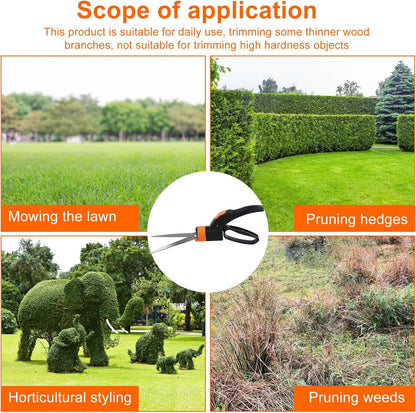 Grass Shears 360-Degree Swivel Blades, Ultra-Sharp Grass Cutter with 5’’ Stainless Steel Blades, Gardening Shears and Plant Cutting Scissors