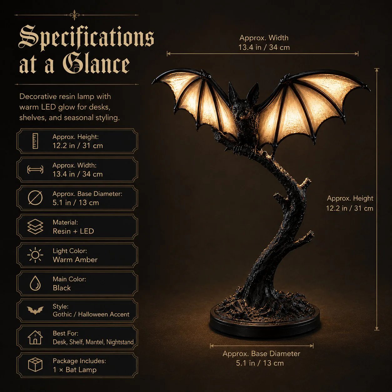 🦇✨ Halloween Glowing Magic Bat Table Lamp