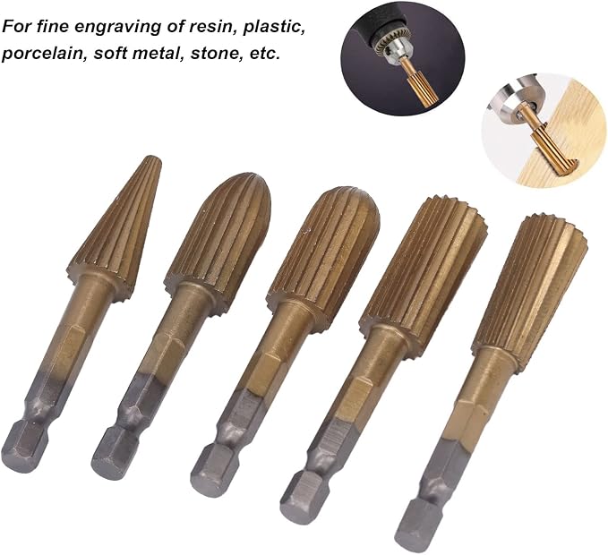🛠️5PCS Rotary File Burr Set – Heavy-Duty Double Cut Metal Grinder Bits for Drill & Die Grinder