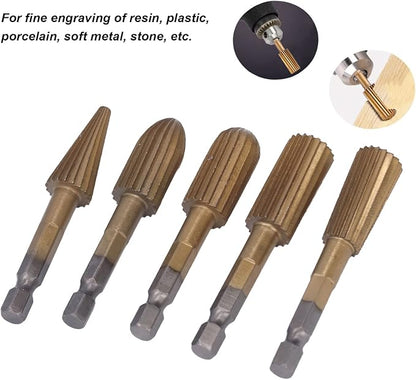 🛠️5PCS Rotary File Burr Set – Heavy-Duty Double Cut Metal Grinder Bits for Drill & Die Grinder