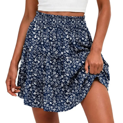 65K+ SOLD!✨🔥Women's Boho Floral Skorts, Flowy Tiered Ruffle Elastic-Waist Bottoms with Built-in Shorts and Pockets, Casual Style