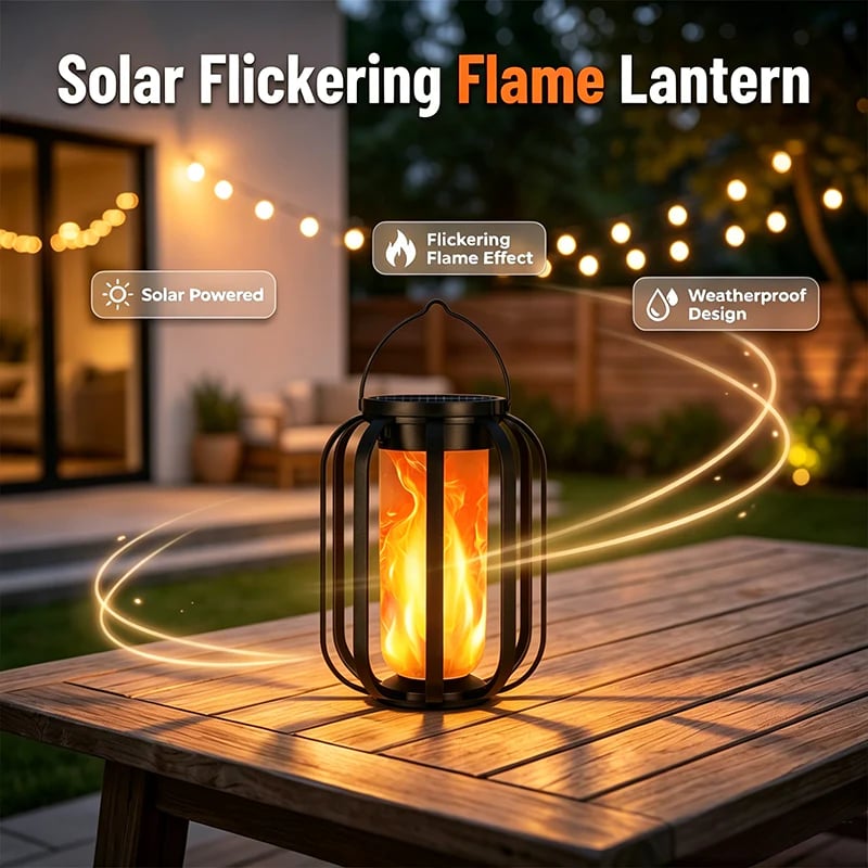 ☀️ Solar Flicker Flame Lantern - Waterproof & Automatic - Realistic warm light, perfect for patios, gardens or paths - no cable needed 🌙