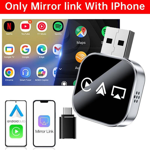 🔥2026 Upgrade 3 in 1 Wireless Support Carplay Mirror Link Adapter Instant Wired to Wireless Conversion Plug & PlayMini Stable Design for Wired  Support Carplay, Support AirPlay