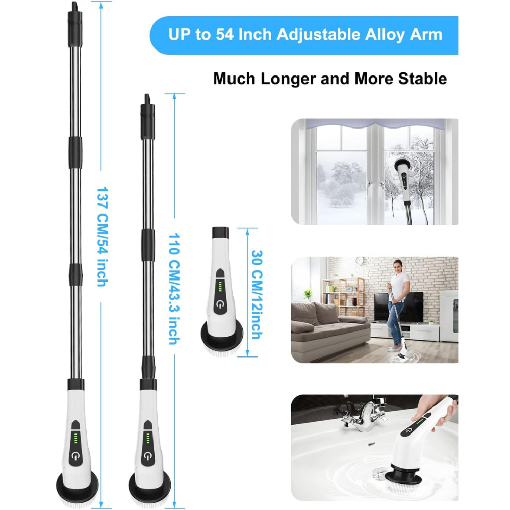 Cordless Electric Spin Scrubber with  Brush Heads