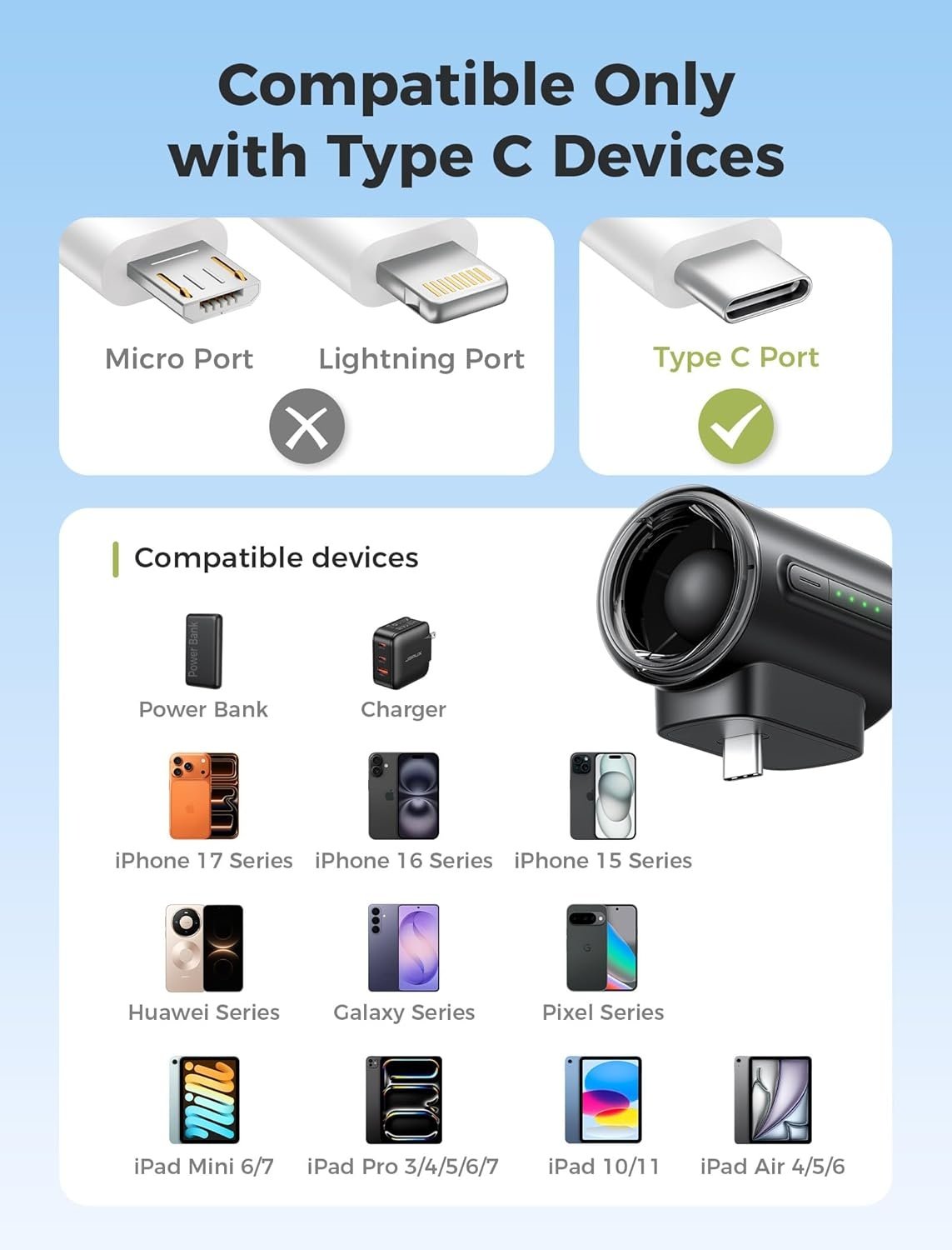 Powerful USB C Phone Fan