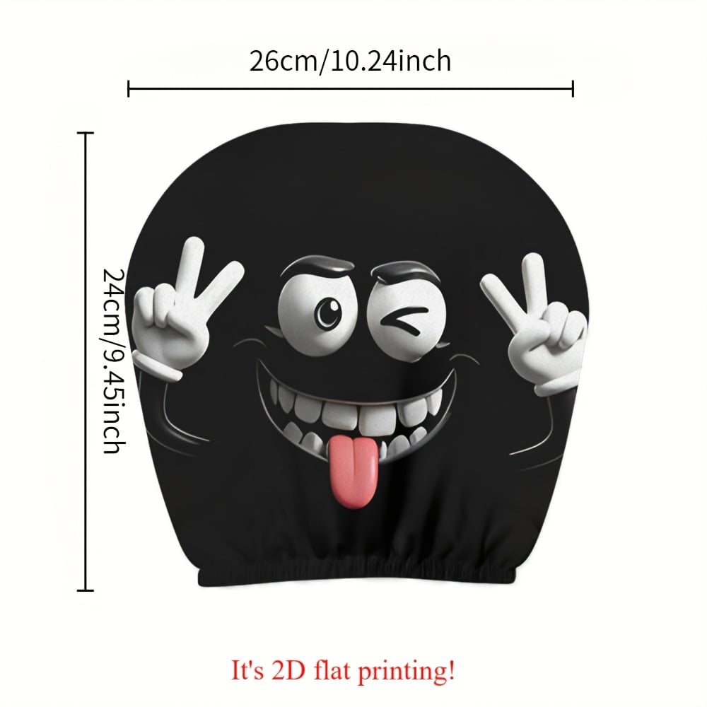 😆 Funny Cartoon Car Headrest Covers – 2PCS 2D Universal Fit 🚗