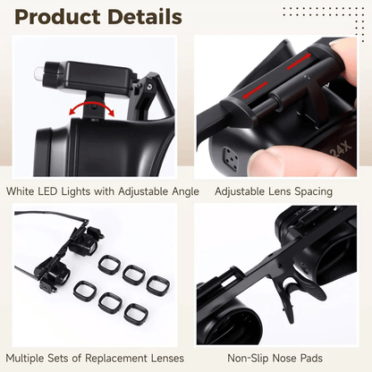 🔬 LIMITED-TIME 50% OFF! ✨ Precision LED Magnifier Glasses – Interchangeable Lenses, Dual LED, Hands-Free 💡