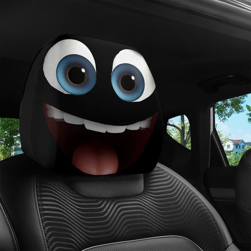 😆 Funny Cartoon Car Headrest Covers – 2PCS 2D Universal Fit 🚗