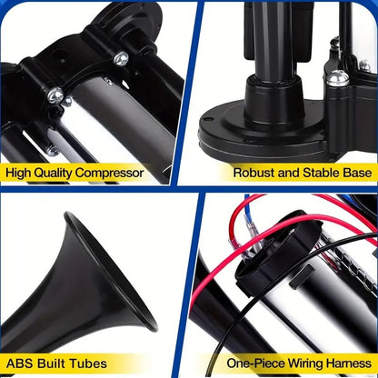 🔥LAST DAY 49% OFF - 🚗🔧2026 Upgraded 12V Dual Air Horn Kit – 130DB Super Loud Dual Horn with Compressor for Cars, Trucks, SUVs, Boats & More