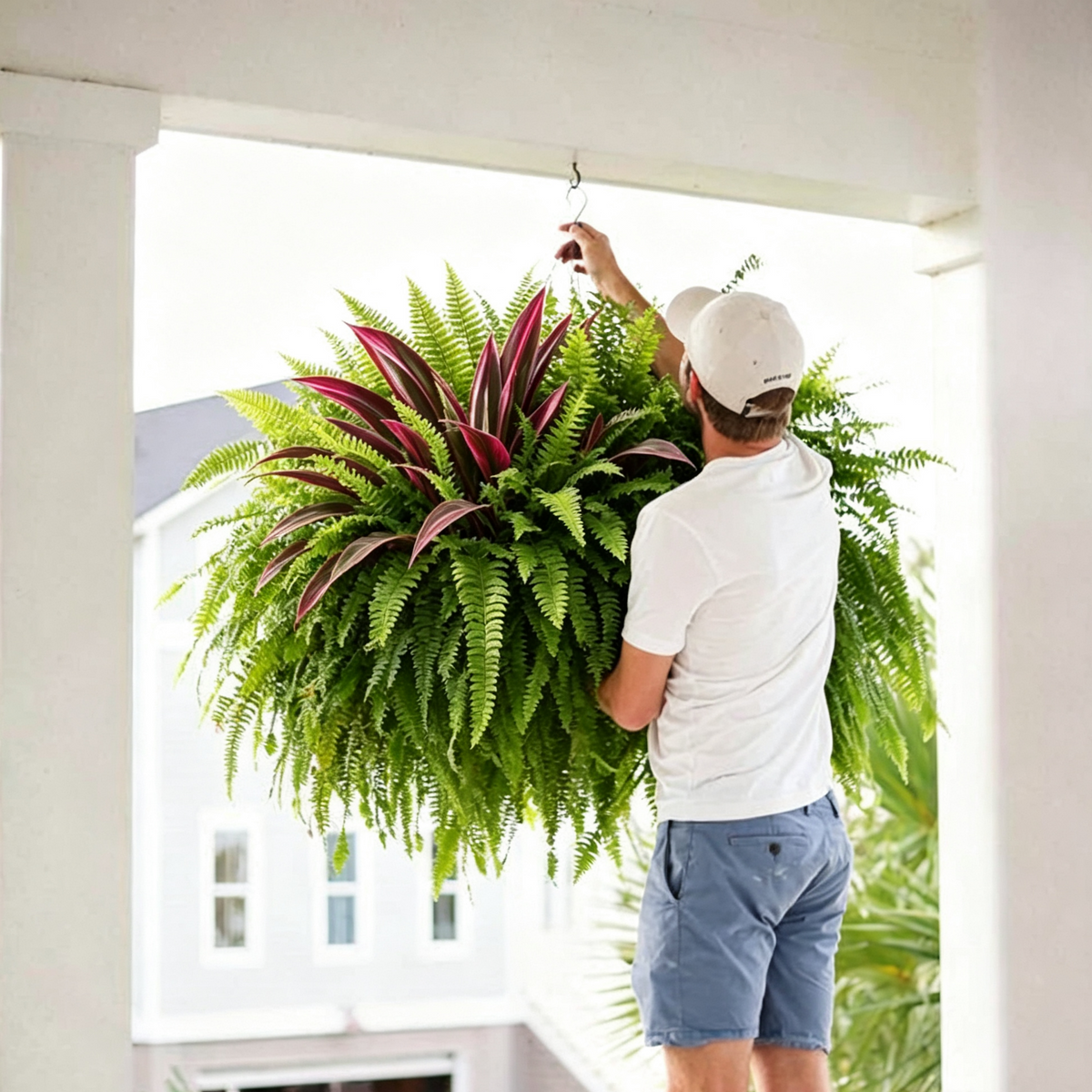 💥Summer Special🔥 UV‑Resistant Artificial Fern & Red Dracaena, Lush Full Fade‑Proof Decorative Plants