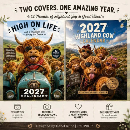 🐮 2027 Funny Highland Cow Wall Calendar | Laugh Through Every Month