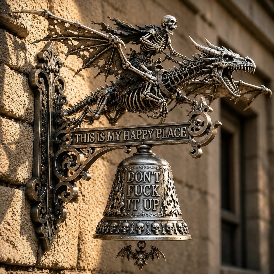 🔥HOT SALE 49% OFF🐉🔔Skull Dragon Rider Bell – “This Is My Happy Place” Wall Bell✨