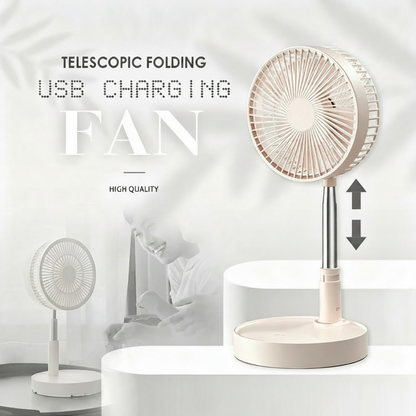 🌀  NOW! 🔋 Telescopic Folding USB Charging Fan – Adjustable height, quiet operation & portable – perfect for desk, travel or outdoor use 💨
