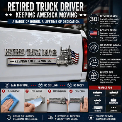 🚚 Retired Truck Driver Car Emblem Badge