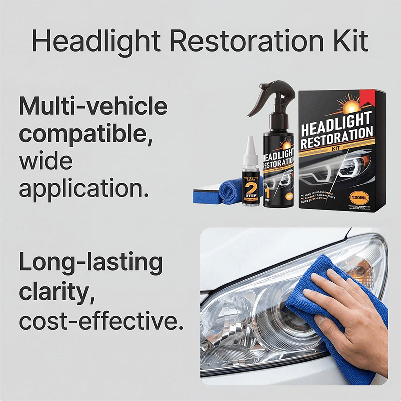 🥳2026 HOT SALE🥳💞50K+ SOLD!⏰🔧 Buy 2 Get 1 Free – LAST DAY! Headlight Restorer Kit – 2 steps, no disassembly. Removes yellow haze, restores clarity. Long‐lasting UV shield. 🚗✨