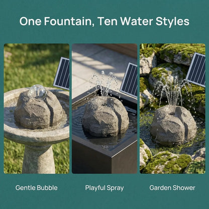 🐦⛲Realistic Granite Rock Solar Bird Bath Fountain - No-Cords Stone Decor