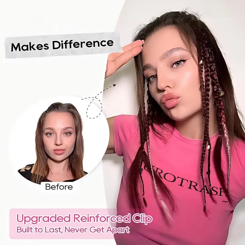 🔥🆕 2026 Boho Dreadlock Clip-In Hair Extensions 🌿 – 20" Braided Hair with Beads & Charms