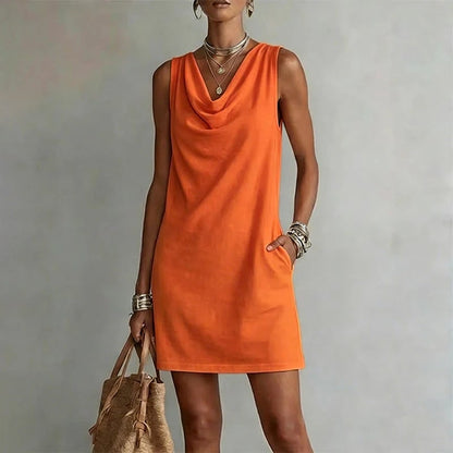 Elegant Slim Fit Cowl Neck Dress