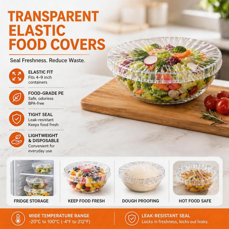 🍓 Elastic Food Fresh-Keeping Covers 🥗 Food-Grade Stretch Lids for Bowls, Plates, Fruits & Leftovers