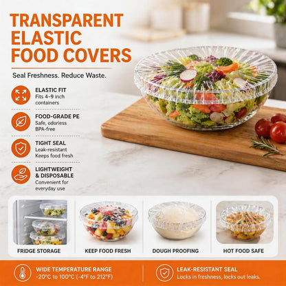 🍓 Elastic Food Fresh-Keeping Covers 🥗 Food-Grade Stretch Lids for Bowls, Plates, Fruits & Leftovers