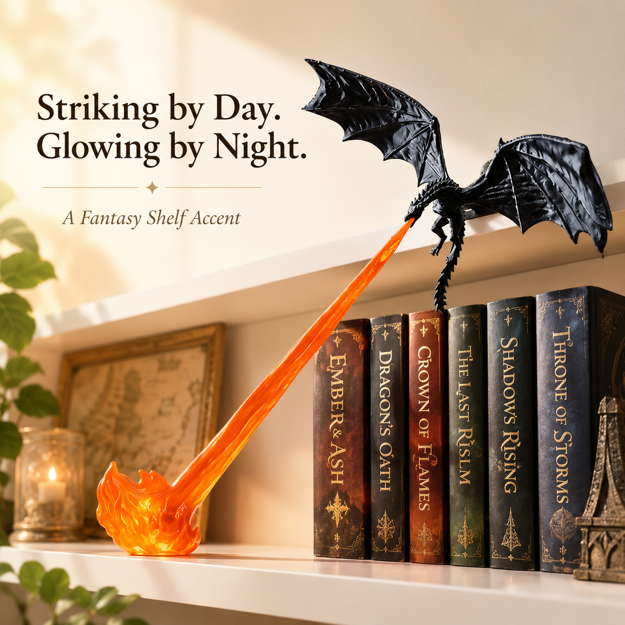 🚚 Buy 2 Get Free Shipping 🚚 🐉 3D Dragon Flame Bookshelf Nook Light