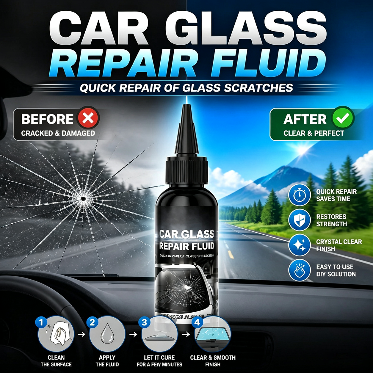 🔥Buy 1 Get 1 Free🔥Fast-Acting Windshield Crack & Chip Repair Kit