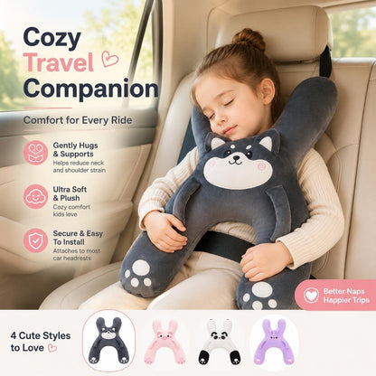 🐷Kids Car Neck Pillow - Soft Plush Pig Design, Car Seat Attachment