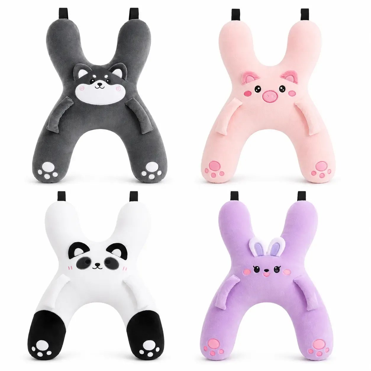 🐷Kids Car Neck Pillow - Soft Plush Pig Design, Car Seat Attachment