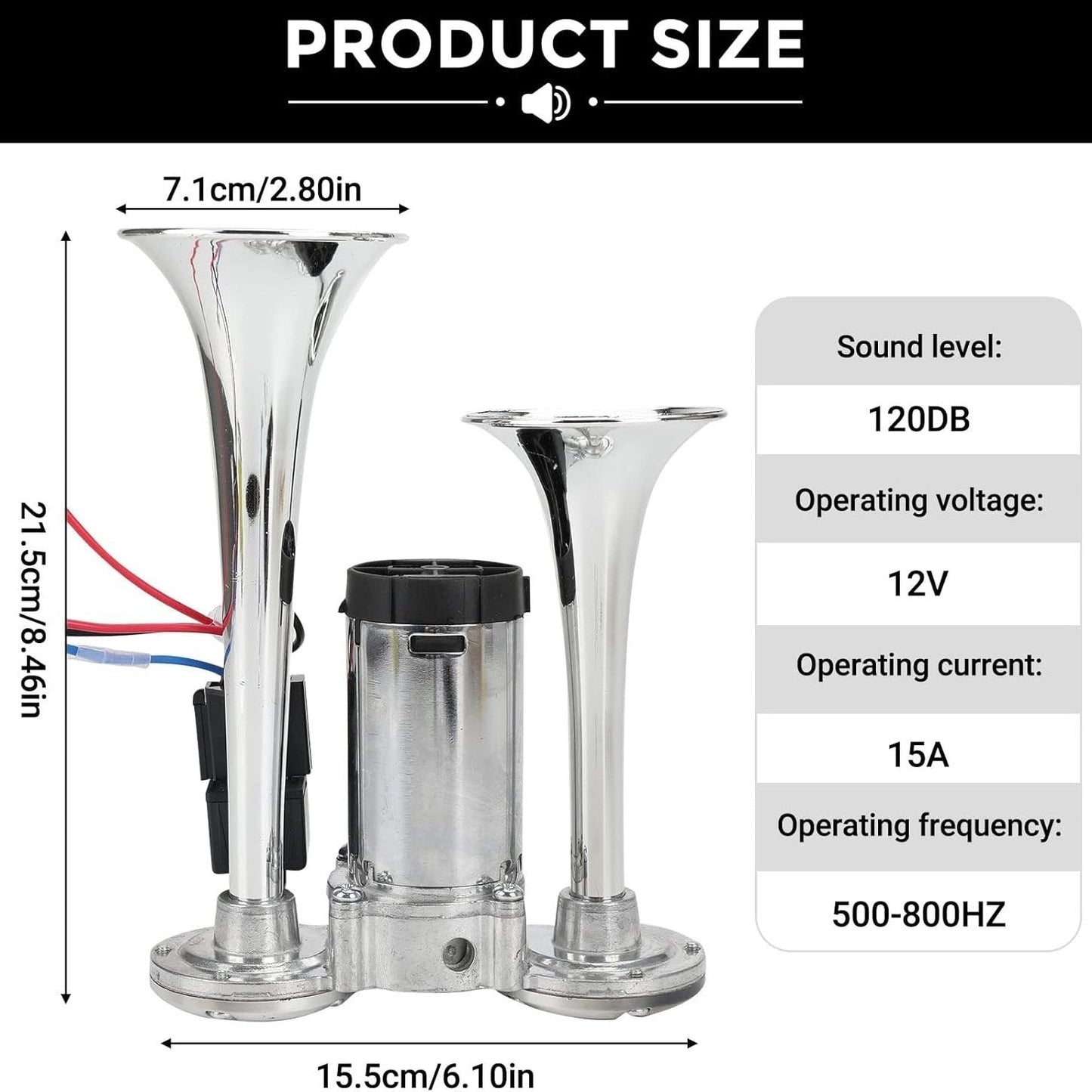 🔥LAST DAY 49% OFF - 🚗🔧2026 Upgraded 12V Dual Air Horn Kit – 130DB Super Loud Dual Horn with Compressor for Cars, Trucks, SUVs, Boats & More