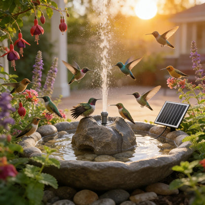 🐦⛲Realistic Granite Rock Solar Bird Bath Fountain - No-Cords Stone Decor